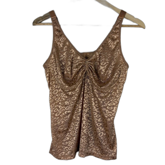 Ruby Ribbon Other - Ruby Ribbon Gold Lace Cami Tank Top Size 42 Wireless Shapewear Support Slimming